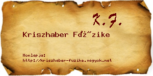Kriszhaber Füzike névjegykártya